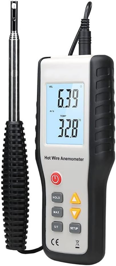 Compteur de vitesse de débit d'air CFM portable et thermique LCD