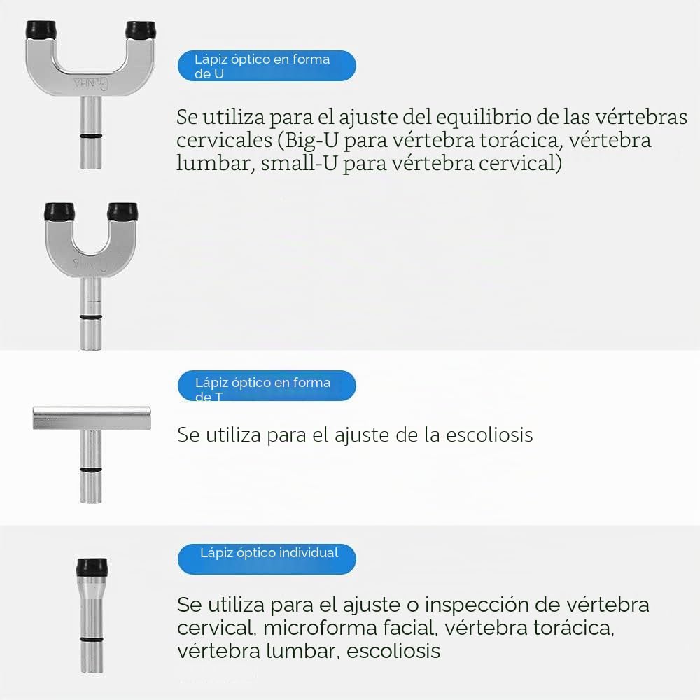 Instrumento de Ajuste quiropráctico eléctrico, masajeador activador de Pistola de Masaje de corrección Ajustable de 4 Cabezas, Instrumento de Ajuste de Impulso, Blanco