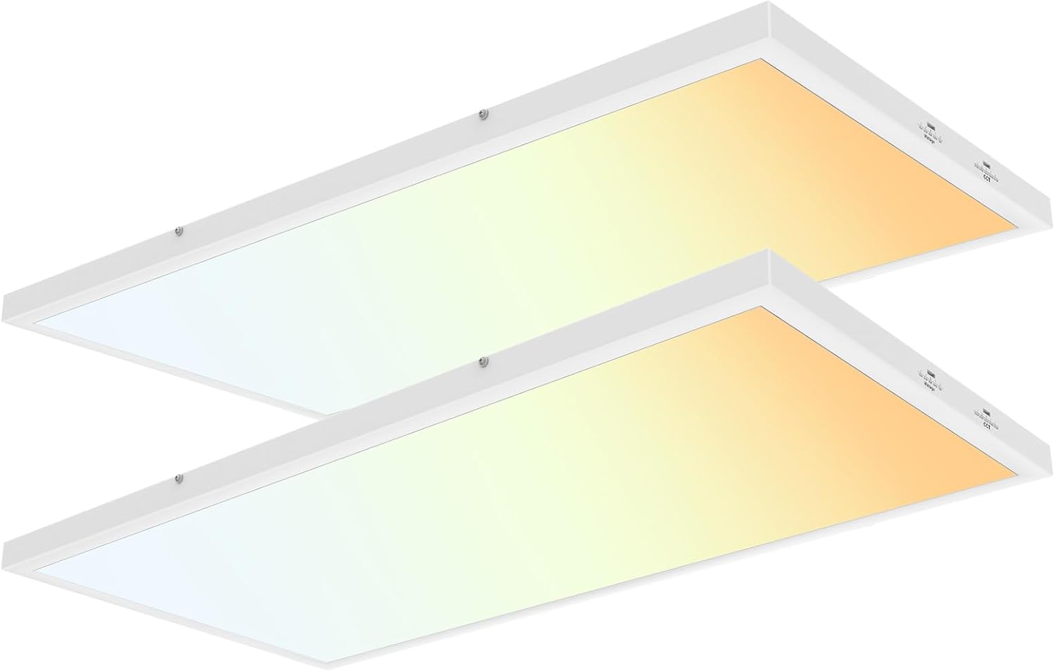 2X 4 FT LED Flat Panel Lights 2 Pack, Mount Ceiling Light Fixture, 3000K/3800K/4500K/5200K/6000K Selectable, 30W 40W 50W 60W 72W Options, 0-10V Dimmable, 7200 Lumens 2 Pack- 2ft.x 4ft.