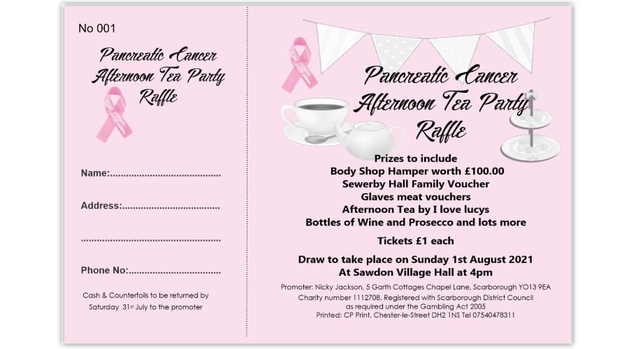 Fundraising Raffle Tickets Perforated - Stubs - Custom Printed Charity Draw Tickets (2000)