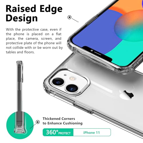Image of ONES iPhone 11 HD Clear Slim Hard Case『Shockproof Airbag』『Raised Edges Protect Camera Screen』 [ Non-Yellow ] [ Anti-Slip ] PC + TPU Hybrid Protective Transparent Silicone Cover for Apple 6.1 inch