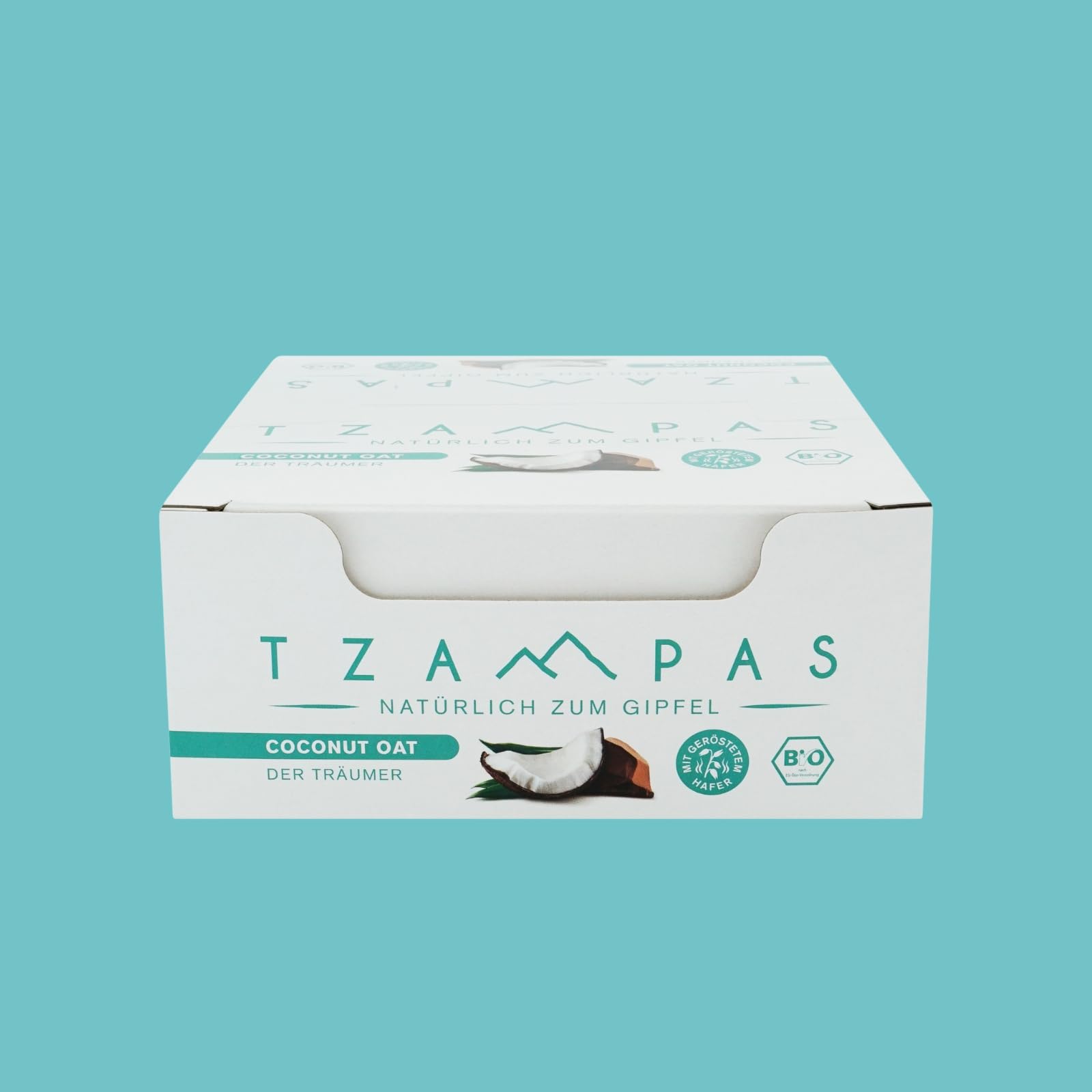 TZAMPAS Energieriegel Bio · Riegel mit Kokos & Hafer · Ideal für Sport & Fitness · Vegan, Clean Eating · 16 x 40g