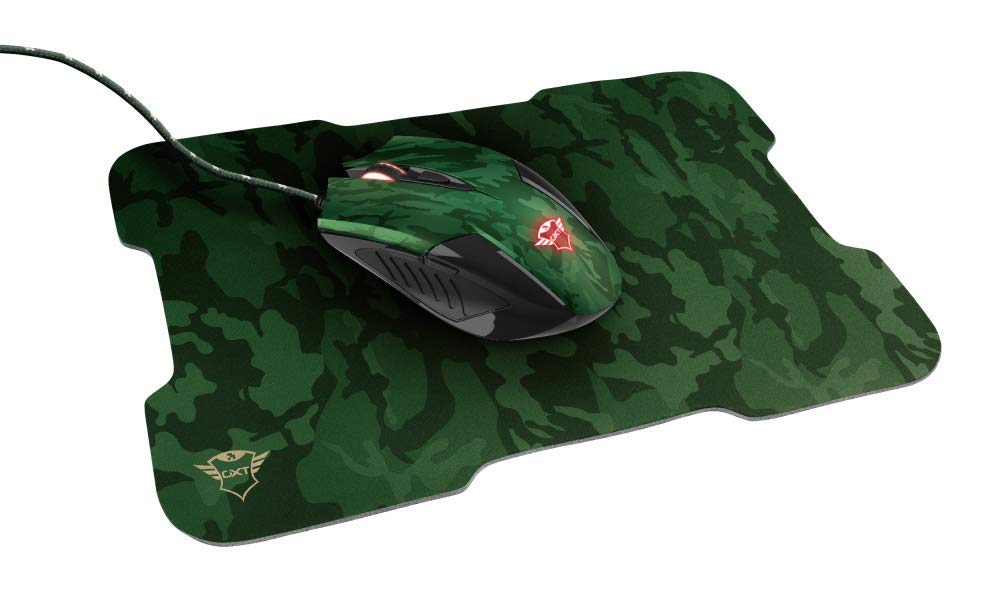 Trust GamingGXT 781 Rixa Camo Gaming Mouse and Mouse Pad - Green Camo