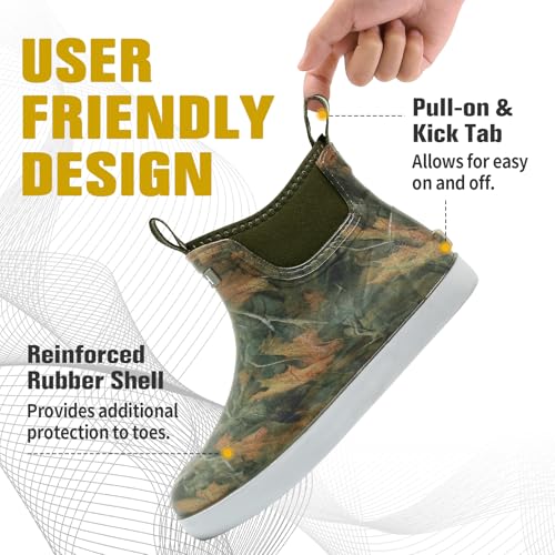 Image of Men's Deck Boots, Waterproof Non-Slip Ankle Rain Boots for Fishing | Waterproof rubber ankle boots with non-slip traction for fishing, gardening, farming, boating and wet outdoor work.