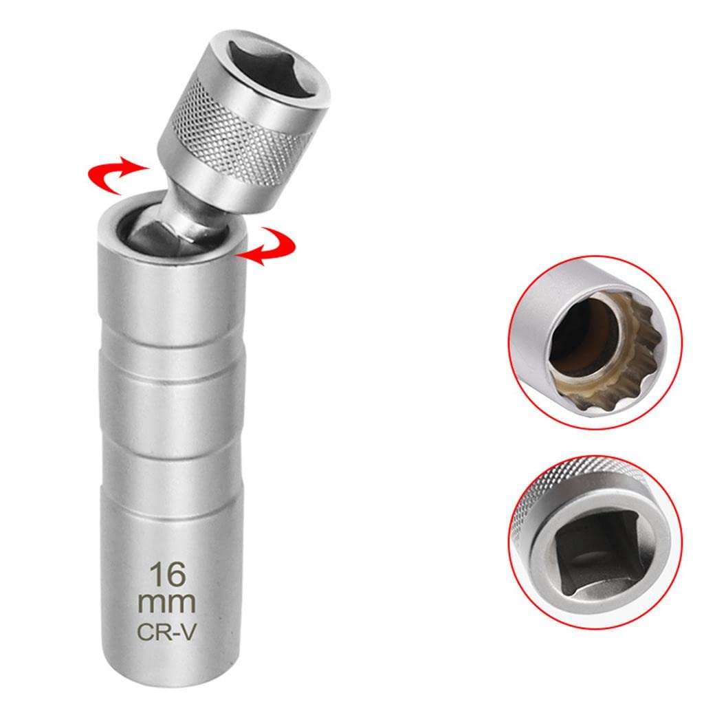 1 Pieza Encaje de Bujía Llave Adaptador Magnético Giratorio Herramienta Extracción Pared Delgada de Acero Adecuado para Uso Automotriz Taller Mecánico, 5 piezas