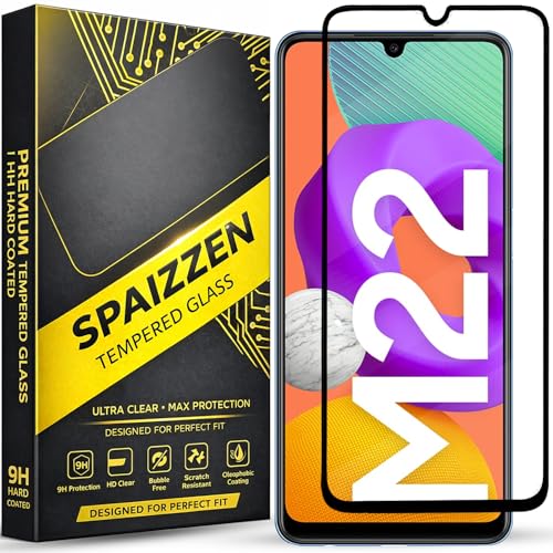 Image of Military-Grade Tempered Glass Screen Protector Compatible for Samsung Galaxy M22 with Edge to Edge Coverage and Easy Self Installation kit