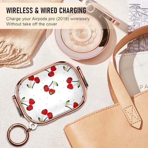 Image of Gedicht for Airpods Pro 2 Case with Lock,TPU Soft Cases for Airpods Pro Case 2nd /1st Gen,Shockproof for Airpod Pro 2nd Generation Cases Cute Pattern Women Girl with Keychain,Cherry Dot