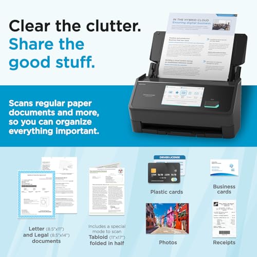 Image of ScanSnap iX2500 Wireless or USB High-Speed Cloud Enabled Document, Photo & Receipt Scanner with Large 5 inch Touchscreen and 100 Page Auto Document Feeder for Mac or PC, Black