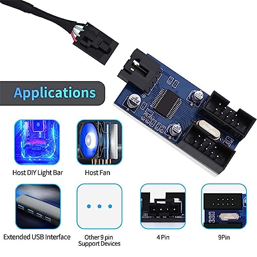 Budiniao USB 2.0 9-stifts Header Modulkort - Hane till 2 Hona Splittare