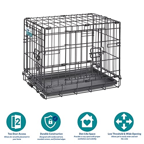 MidWest Homes for Pets Newly Enhanced Double Door iCrate 45.72 cm (18-Inch) Long Dog Crate, Includes Leak-Proof Pan, Floor Protecting Feet , Divider Panel & New Patented Features, Black, Model 1518DD - Image 4