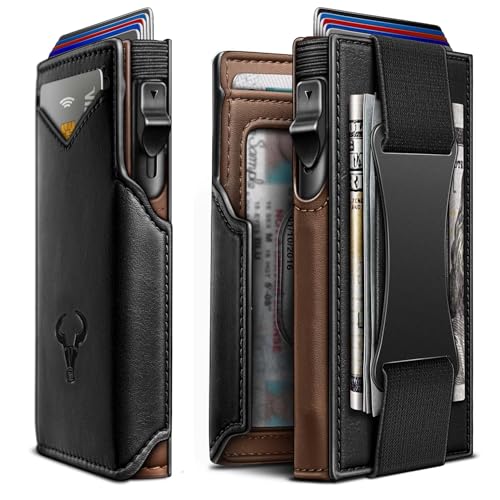 Image of BULLIANT Men Slim Leather Wallet Metal Case Money Clip-Magnetic Closure