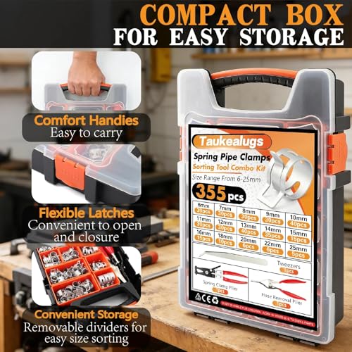 Image of Spring Hose Clamps Kit with Plier & Hose Removal Tool,355Pcs
