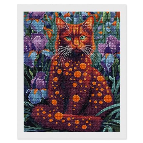 Hyupuanj Diamond Painting para Adultos, 5D DIY Pintura Diamante Kit Completo, Iris gato Diamantes Kit, Kits de Punto de Cruz para Niños, Artes Artesanal Decoración Hogar, Regalo 30x40cm p-855