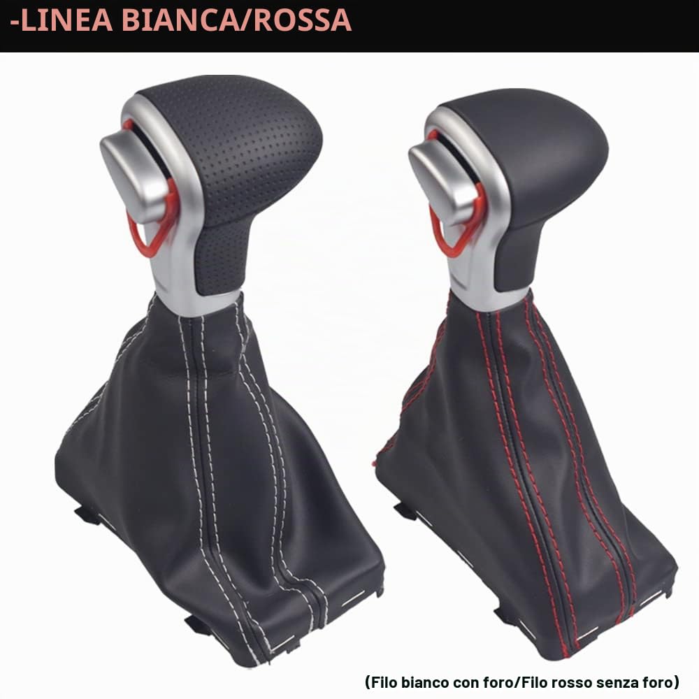 Pomello del cambio automatico per bagagliaio A-UDI A4 B8 A5 Q5 | automatico con ghetta per 2006 2007 2008 2009 2010 2011 2012 2013 (linea nera + rossa)