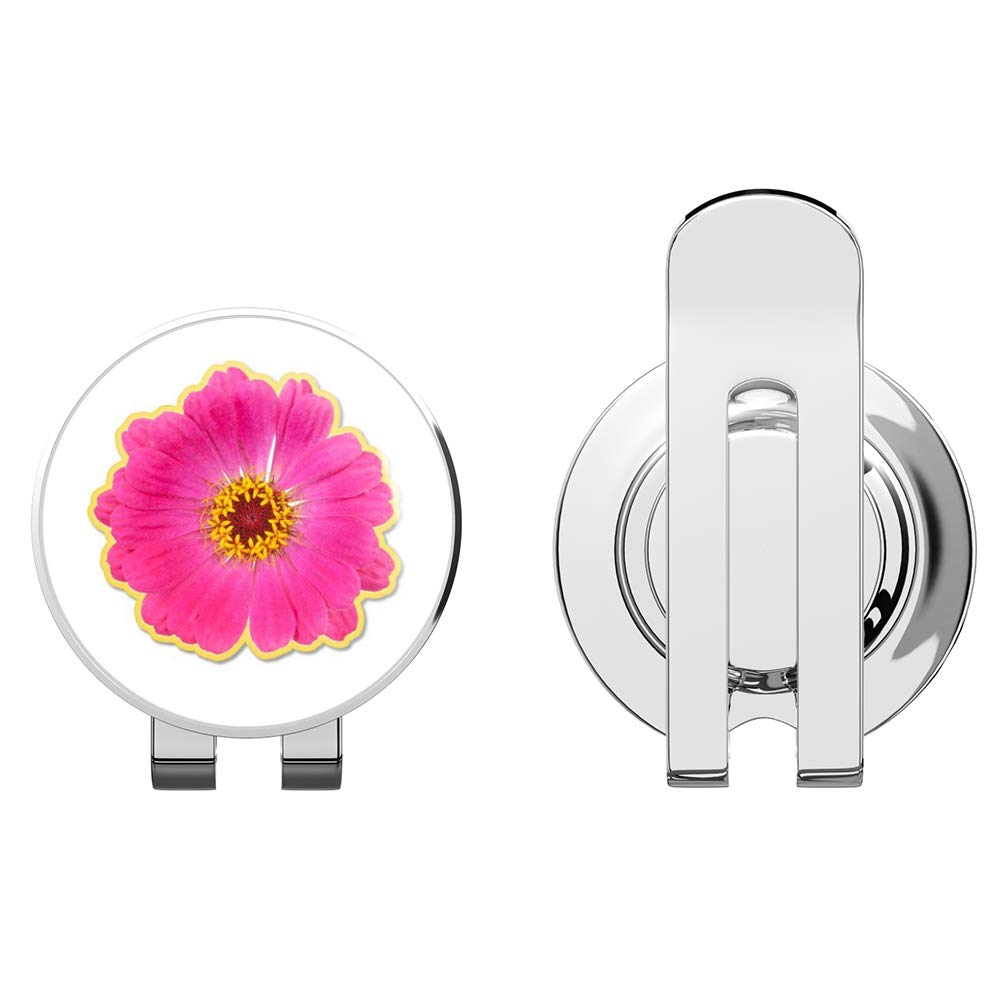 888 Graphics Pink Flower Golf Hat Clip with Magnetic Ball Marker