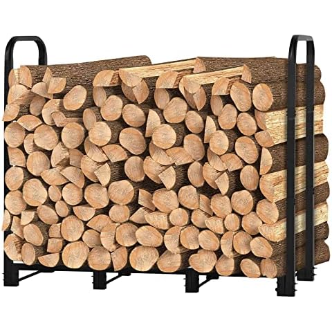 WEASHUME 4ft Outdoor Firewood Rack Holder Firewood Rack Stand Heavy Duty Logs Holder Metal Wood Pile Storage Stacker Organizer for Outdoor Indoor Fireplace Cover