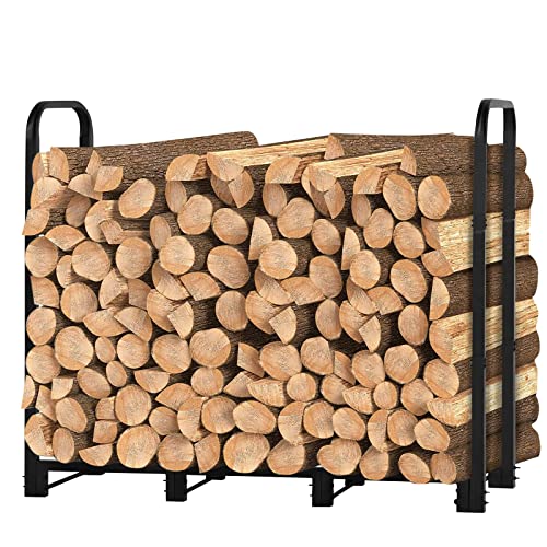 WEASHUME 1,2 m Kaminholzregal für den Außenbereich, Kaminholzständer, robuster Holzständer, Metall, Holzflor, Aufbewahrungsstapel, Organizer für den Innen- und Außenbereich, Kamin Cover