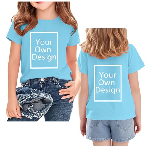 Girls Short Sleeve Tops Kids Fashion DIY Pattern Cute Crew Neck Cropped Athletic T Shirts Toddler Girls Summer Tops