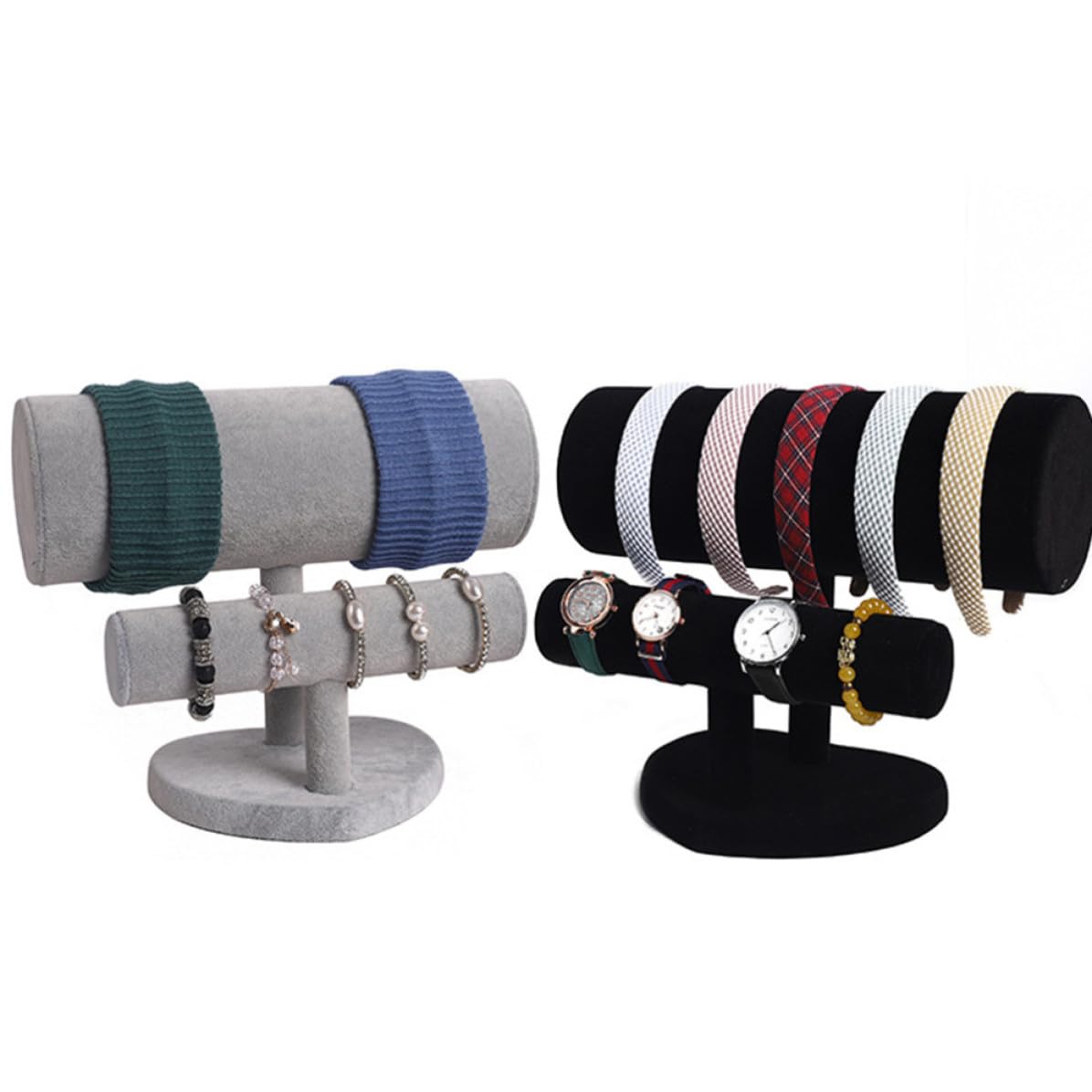 PLAFOPE Doppellagiger Stirnband und Armband Präsentationsständer aus Lint und Pvc mit Feiner Textur Sicher zur Schmuckaufbewahrung zu Hause