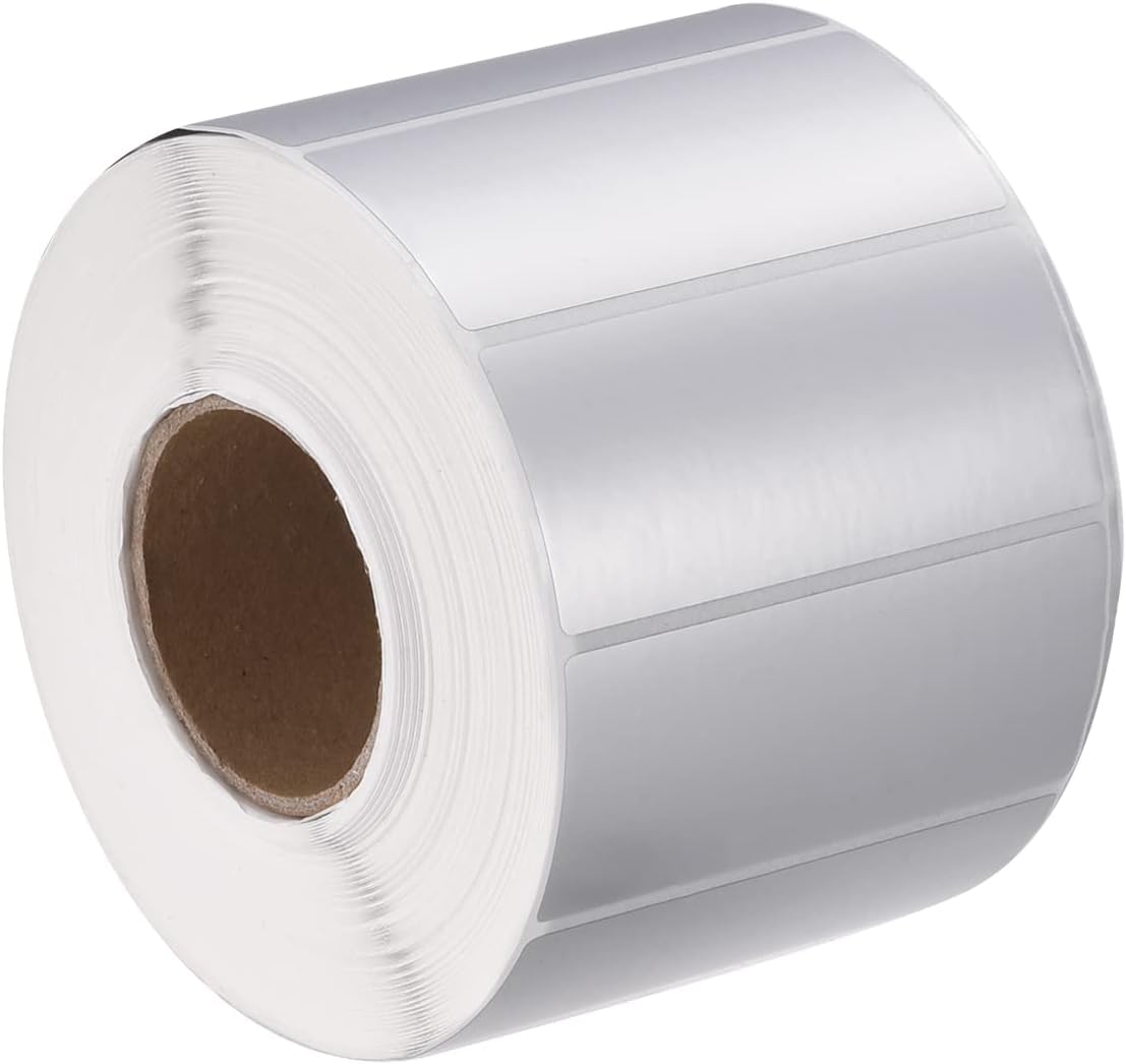 True-Ally 50x25 Silver Non tearable NT Labels Glossy 50mm x 25mm - 1000 /Roll - Self Adhesive Sticker Used in Industries Such as Cosmetics, Electronics, and Luxury Goods (Pack of 1)