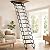 12 Stpes Wall-Mounted Folding Stairs, Telescopic Attic Ladder, Pull Down System Folding with Handrail, Applicable Height is 9.6-10ft, Extendable Ladder for Home Garage Attic(Black, 9.6-10ft)