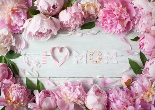 Arrière-plan photographique Fête des Mères en tissu 2.5x1.8m décor pivoines