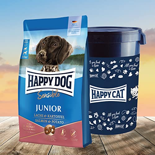 Happy Dog - Sensible Junior Lachs und Kartoffel 10 kg + Futtertonne