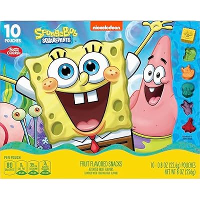 Nickelodeon SpongeBob SquarePants Fruit Flavored Snacks, Treat Pouches, Gluten Free Snack, 10 Ct, 8 oz