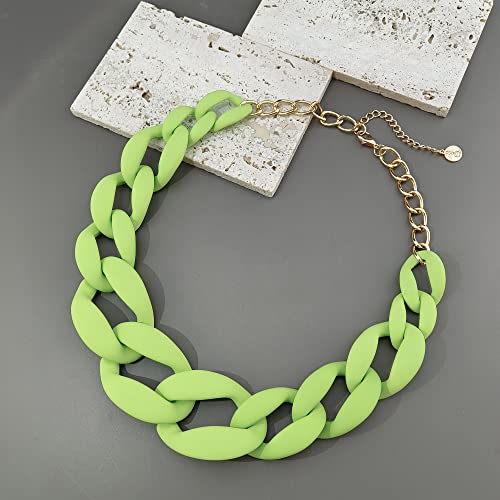 Coiris Statement Chunky Acrylic Chain Link Choker Necklace Fashion Women Collar Necklaces Acrylic Resin Chain Necklace(N0097-Frosted Green) #TOP3