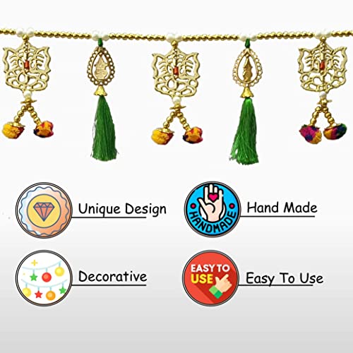 Image of CREYENTES Torans for Entrance Door Swastik Home Decor Door Toran for Home Hangings Decoration and Office Decoration (Multi Colour) 3 Ft Bandarwal toran(Ganesh Gol Kalash)