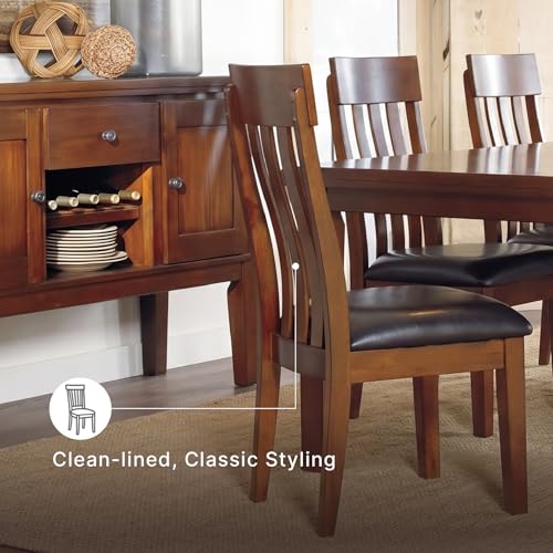 Image of Signature Design by Ashley Ralene Rake Back 19 inch Dining Room Chair 2 Count, Medium Brown