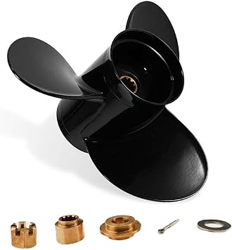 MARKGOO Aluminum Propeller 58100-90L50-019 for Suzuki Outboard 8-20 HP | 9 1/4 X 9 Pitch 3 Blade, RH, 10 Spline Tooth Boat Propeller with Hub Kit Replacement for Houseboat, Inshore Fishing, Pontoon