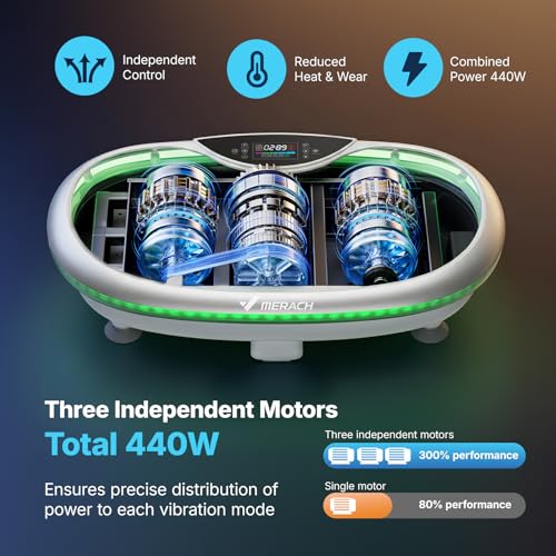 Image of MERACH Vibration Plate Exercise Machine, 4D Whole Body Workout Vibrating Platform for Lymphatic Drainage Weight Loss Muscle Activation, Home Fitness Equipment with Bluetooth Light Pull Cord