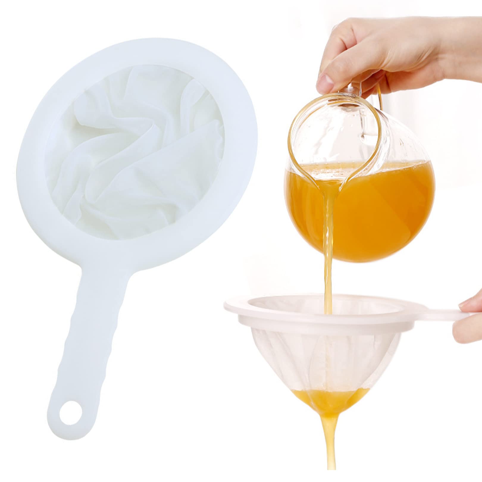 1pcs Plastic Nylon Fine Mesh Strainer, 200 Mesh PP Non Slip Handle for Coffee, Jam, Fruits, Vegetable Straining Set