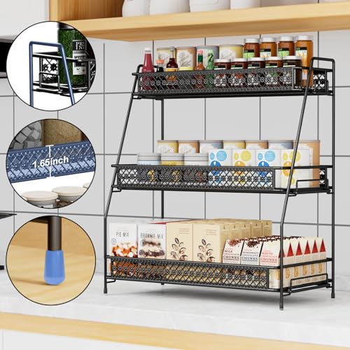 Bridgify Black Alloy Steel Countertop Organizer, 15.94 inches, Kitchen & Bathroom Spice Rack, Makeup & Skincare Storage, 3 Tiered Shelves - Cosy Home Interiors Bridgify Black Alloy Steel Countertop Organizer, 15.94 inches, Kitchen & Bathroom Spice Rack, Makeup & Skincare Storage, 3 Tiered Shelves - Image 4