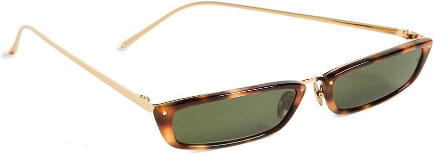 Linda Farrow Luxe Women's Narrow Rectangular Sunglasses, Brown/Green, One Size