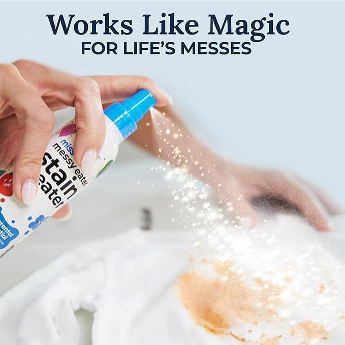 Image of Miss Mouth's Messy Eater Stain Treater Spray for Baby Clothes & Fabric | Instant Stain Remover for Food, Milk, Fruit, Juice, Sauce | Safe on Bibs, Kids Clothing & Washable Fabrics | 120ml (PACK OF 1)