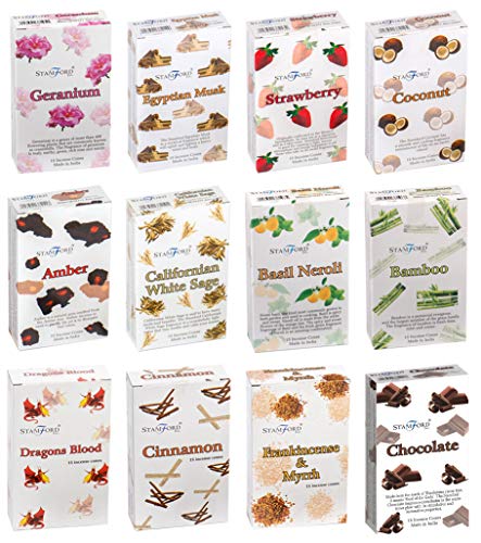 Stamford London 37359 Exotic Variety Set Incense Cones - 12 Packs x 15 Cones, Black