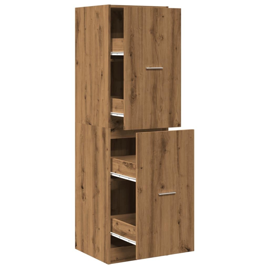 Apothekerschrank Artisan-Eiche 40x41x144,5 cm aus Holzwerkstoff, Schubladenschrank mit praktischem Stauraum für Küche Wohnzimmer und Büro