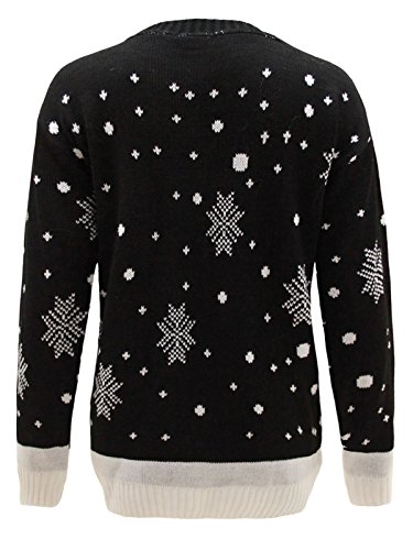 Sweat Noël homme femme noir à motif flocon de neige et renne Rodolphe S - 2