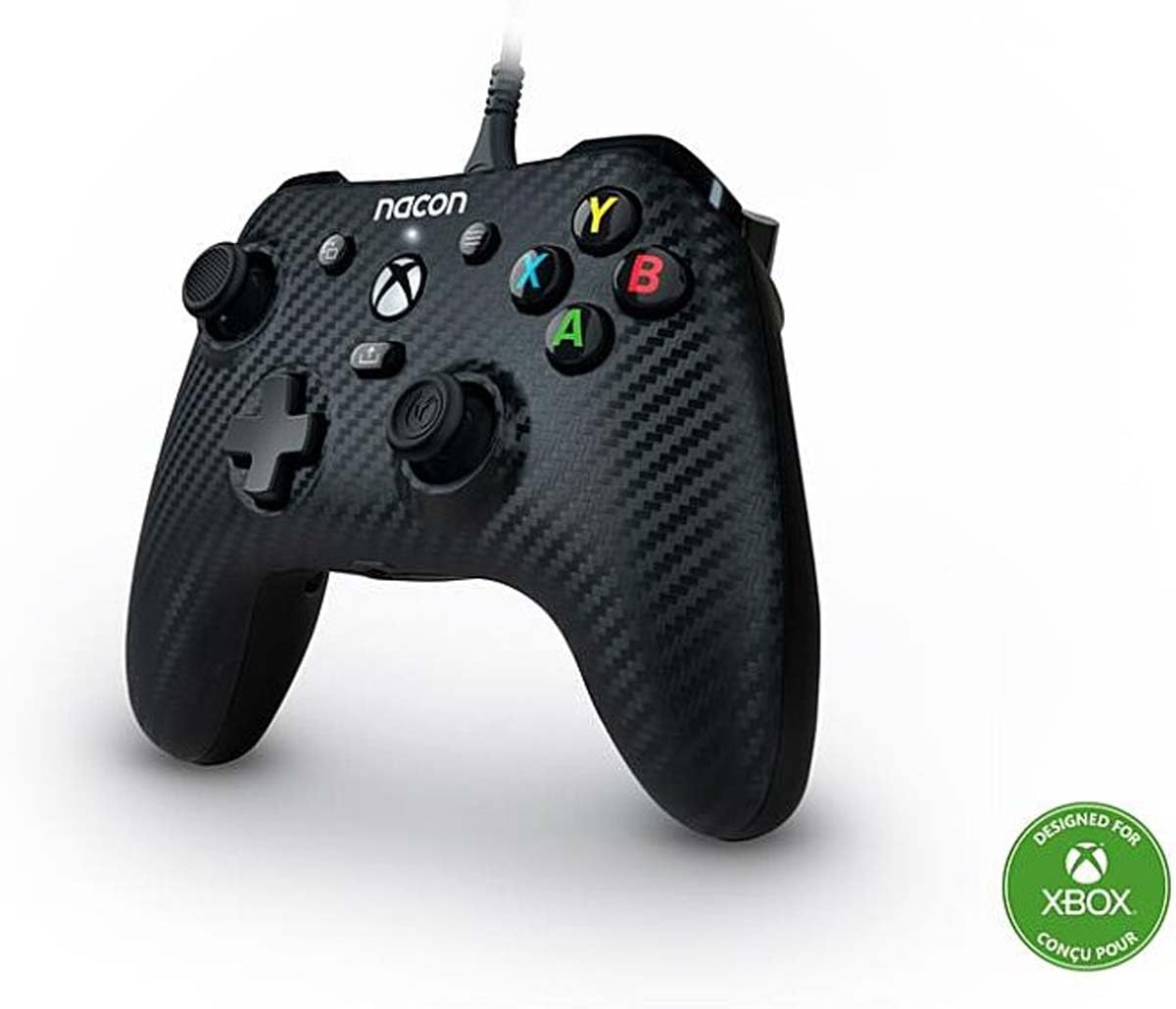 Nacon Manette filaire EVOL-X effet carbon pour Xbox Series X/S, compatible PC avec un câble détachable de 3 mètres
