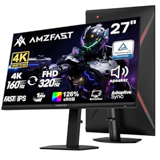 Amzfast 27 Pollici Dual Mode Monitor PC Gamer, 4K UHD160HZ, FHD 320 HZ, altoparlanti integrati, 1MS MPRT, HDR 400, sRGB126%, HDMl 2.1, DP1.4, Adaptive Sync, PBP/PIP-AMZG27F6U