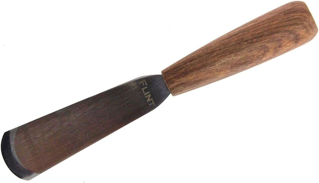 FLINT 180mm Leathercraft Skiving Knife Curved Utility SK5 High Carbon Steel Blade with Wooden Handle for Skiving & Cutting Leather, Leather Craft Tools & Supplies, Made in Japan