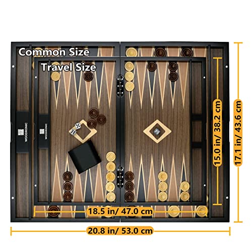 Woodronic 15" Wooden Backgammon Set For Adults, Folding Classic Board Game, Best Strategy Game And Smart Game Of Tactics, Walnut Mahogany Case #TOP4