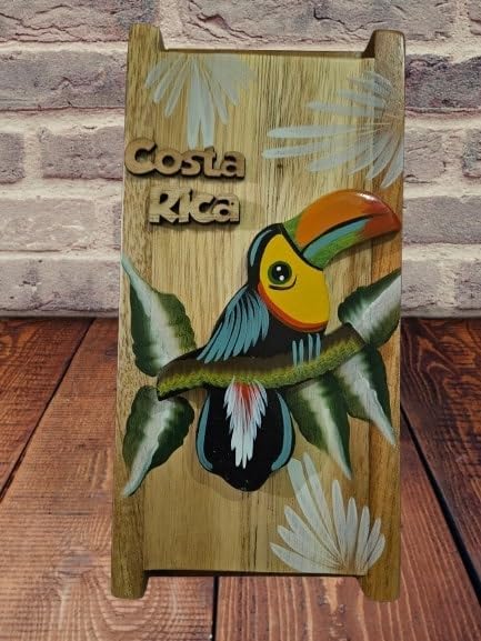 Tapanti store.Chorreador,Costa Rican handcrafted foldable wooden pour-over coffee maker.Includes a reusable cloth filter.Embedded Toucan wooden hand painted design.Light Cedar.Perfect for travel