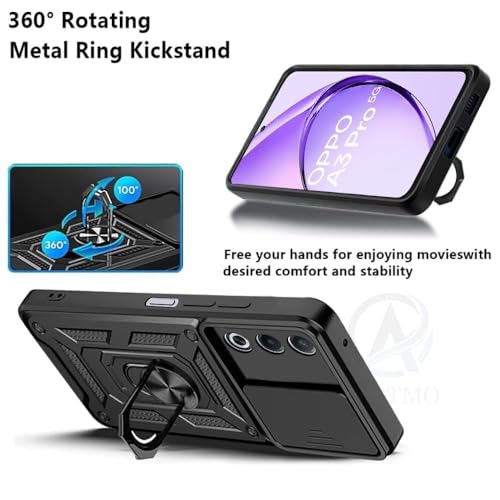 Image of AIBEX Back Cover for Oppo K12X 5G / Oppo A3 Pro 5G | D10 Tough Armor Case | Sliding Camera Shield | 360 Protection | Kickstand Ring Holder | Military-Grade Shockproof Bumper Case