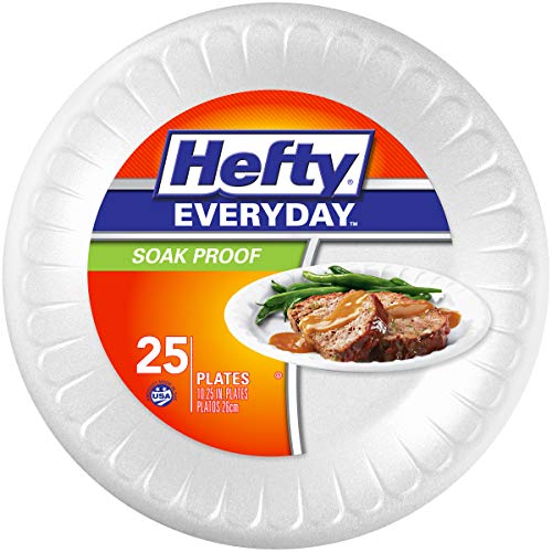 Hefty Everyday Soak-Proof Foam Plates, White, 10.25 Inch, 25 Count - image 1