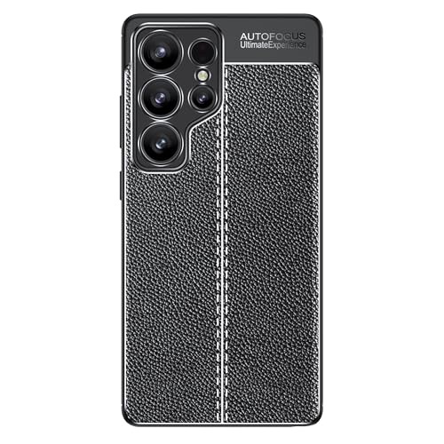 Coque Samsung S25 Ultra en cuir noir et texture carbone