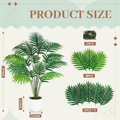 Der Rose 28" Fake Palm Tree Tall Artificial Plants Areca Faux Trees Indoor in White Pot for Home Office Living Room Floor Porch Balcony Decor - Image 4
