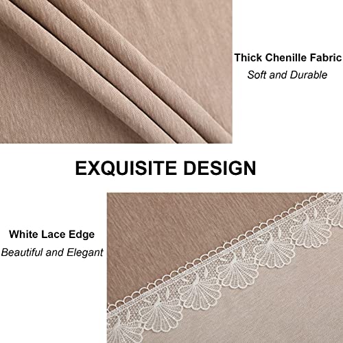 Bestdesil Brown Sofa Covers, Chenille Couch Covers For 3 Cushion Couch Sofa, Sectional Couch Cover For Dogs Cats, Boho Aesthetic Couch Cover With Lace Edge, 71" X 118" #TOP2